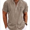 Men's casual suit 3D printed zipper short sleeved polo shirt
