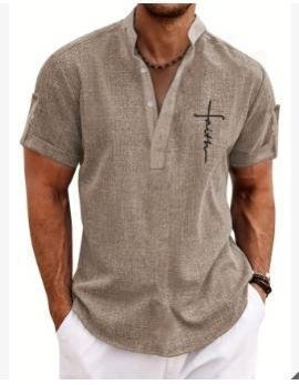 Men's casual suit 3D printed zipper short sleeved polo shirt