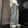 Mens Flared Loose High-Street Straight-Leg Pants