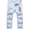 Men's Motorcycle Zipper-Decorated Jeans Slim Fit Ripped