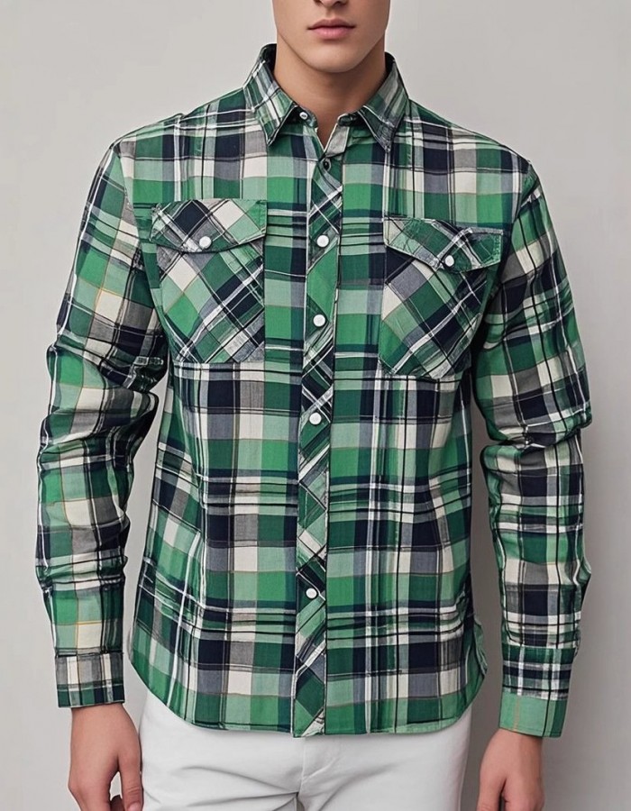 Mens Stylish Long-Sleeve Lapel Shirt
