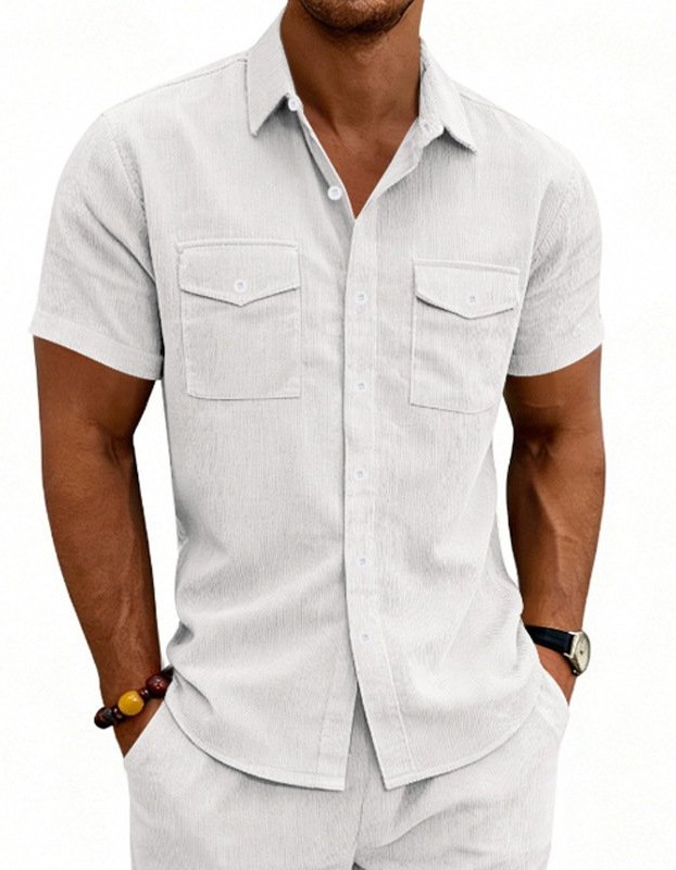 Men's Casual Loose-fit Workwear Short-Sleeve Lapel Shirt