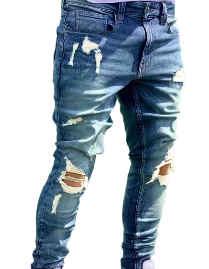 Men's Ripped Fashion Personality Street Trend Style Jeans