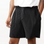 Draping Effect Elastic Waist Tie Hole Mesh Casual Pleated Shorts