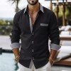 Men's Striped Double-Buckle Business Slim-Fit Casual Long-Sleeve
