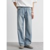 Light-wash Mens Ripped Straight-leg Jeans