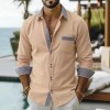 Men's Striped Double-Buckle Business Slim-Fit Casual Long-Sleeve