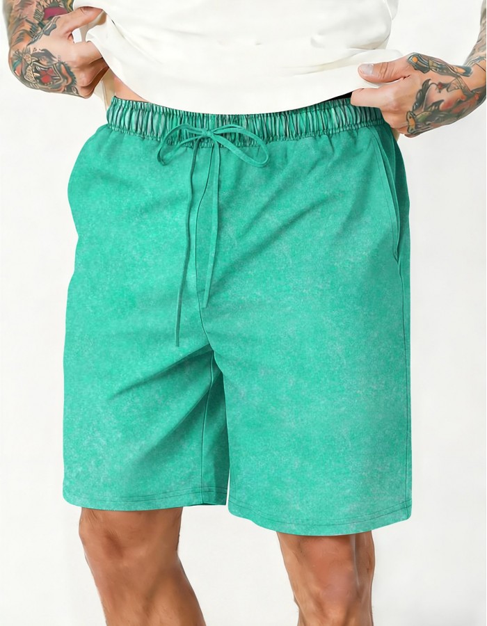 Mens Relaxed-fit Washed-and-distressed Casual Shorts
