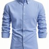 Mens Long-Sleeve Solid-Color Casual Breathable Shirt