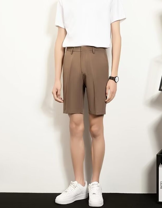 Men's Slim-fit Casual White Straight-leg Shorts