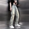 Mens SpringSummer Loose-Fit Denim Jeans With A Side Zipper