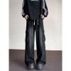 Washed Vintage Denim Men's Versatile Wide-Leg Multi-Pocket Casual Pants