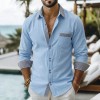 Men's Striped Double-Buckle Business Slim-Fit Casual Long-Sleeve