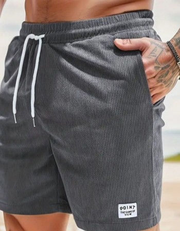 Lace-up Drawstring Shorts Summer Corduroy Sports Short Pants Mens Clothing