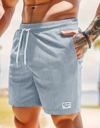 Lace-up Drawstring Shorts Summer Corduroy Sports Short Pants Mens Clothing