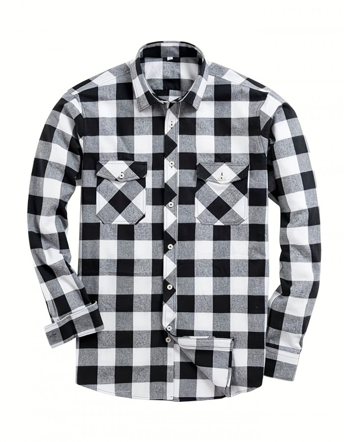 Mens Stylish Long-Sleeve Lapel Shirt
