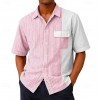 Lightweight Breathable Striped Short-Sleeve Shirt For Men