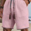 Loose-fitting Breathable Beach Pants With A Trendy Ethnic-style Drawstring Design