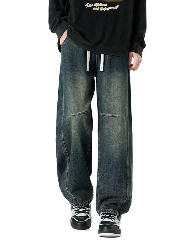 Men's Loose-fit Straight-leg Patchwork Jeans