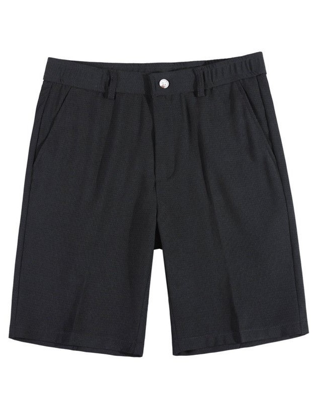Men's Slim-Fit Striped Solid-Color Fashion Suit Shorts