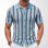 Men's Short-Sleeve Striped Knitted Cardigan Jacquard Polo Shirt