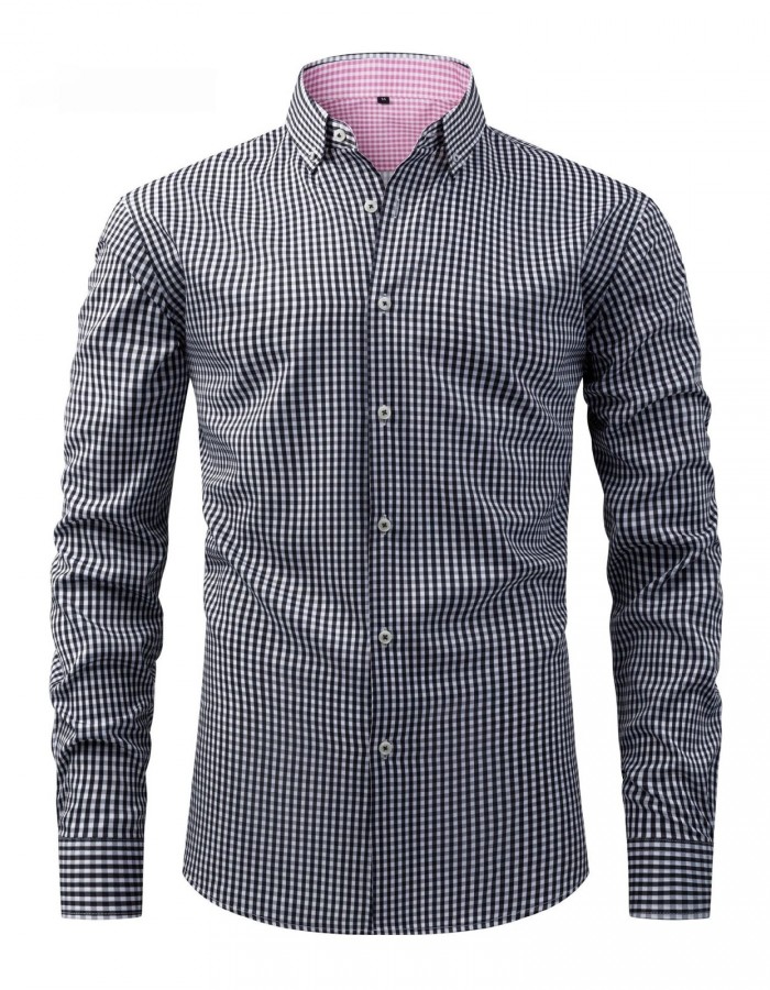 Mens Four-Way Stretch Digital-Print Long-Sleeve Collared Shirt
