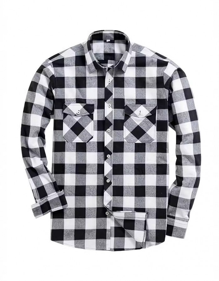Mens Stylish Long-Sleeve Lapel Shirt