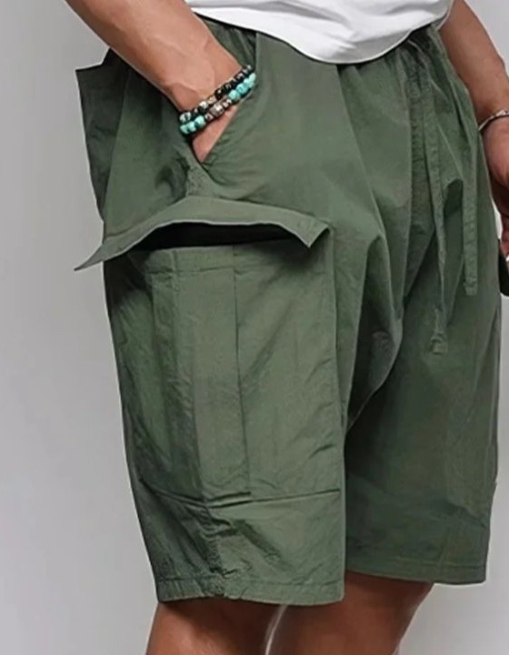 Casual Men's Loose Big Pocket Cargo Green Shorts