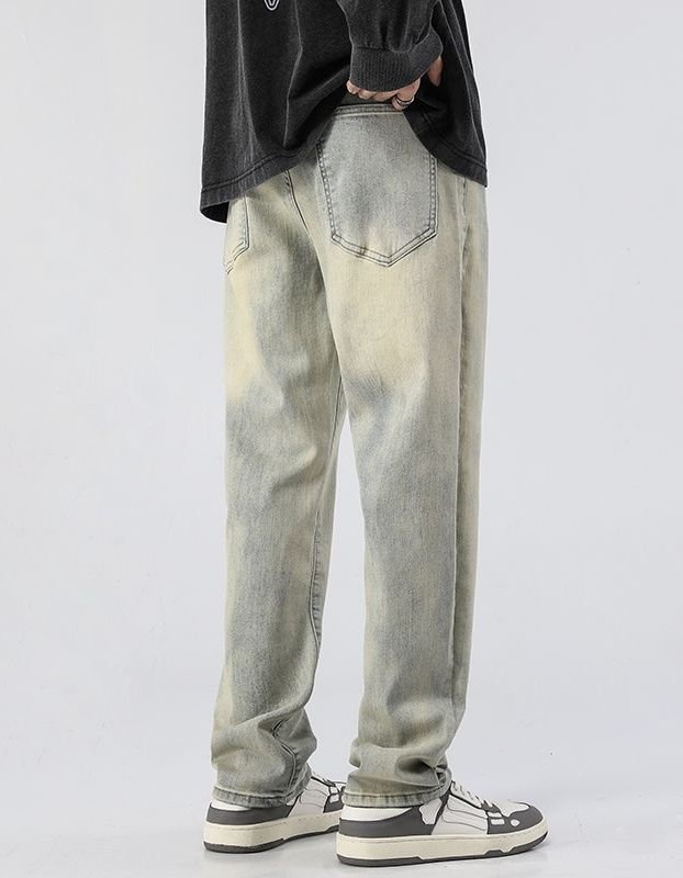 Men's Trendy Washed And Distressed Slim Straight Pants