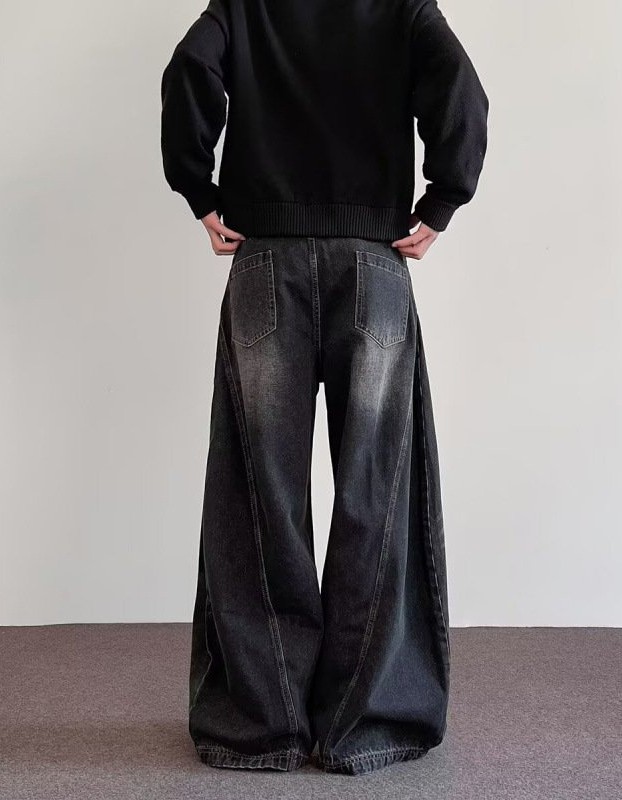 Mens High-Street Relaxed Premium-Looking Versatile Wide-Leg Pants