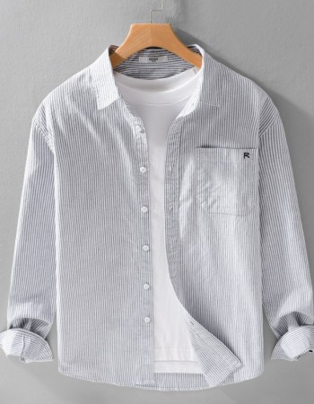 SpringAutumn Simple Striped Long Sleeve Shirt