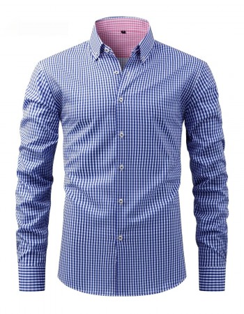 Mens Four-Way Stretch Digital-Print Long-Sleeve Collared Shirt