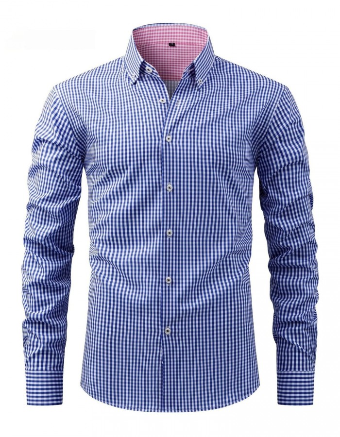 Mens Four-Way Stretch Digital-Print Long-Sleeve Collared Shirt