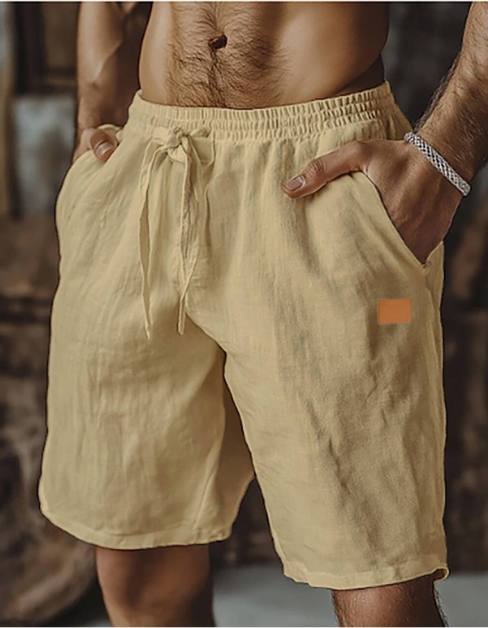 Solid-color Breathable Everyday Beach Capri Casual Pants