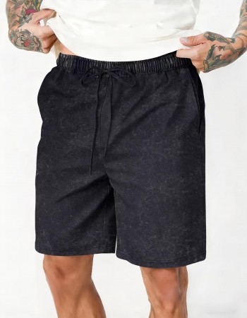 Mens Relaxed-fit Washed-and-distressed Casual Shorts