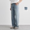 Light-wash Mens Ripped Straight-leg Jeans