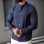 Mens Solid Color Stand Collar Single-Breasted Long-Sleeve Shirt