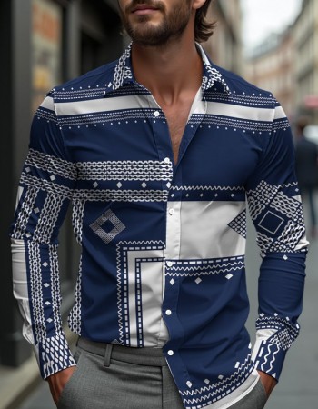 Men's Printed Long-Sleeve Shirt