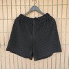 Draping Effect Elastic Waist Tie Hole Mesh Casual Pleated Shorts