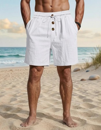 Men's Loose-Fit American-Style Linen Beach Casual Washed Button-Up