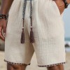 Loose-fitting Breathable Beach Pants With A Trendy Ethnic-style Drawstring Design