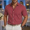 Men's Short-Sleeve Striped Printed Shirt