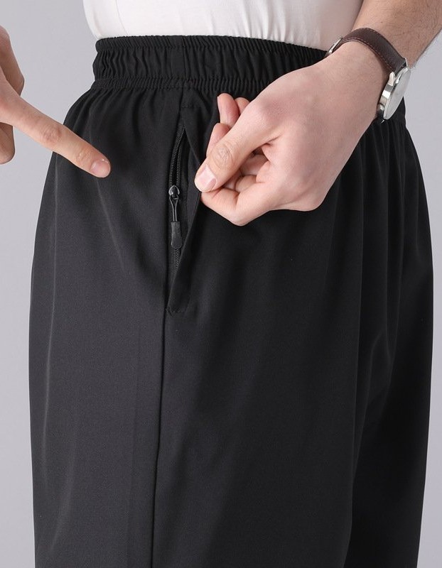 Solid Color Black Loose High Waist Comfort Breathable Middle-aged Breeches
