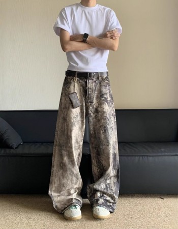 Spring And Summer New 3D Digital Camouflage Printed Denim Trousers For Men
