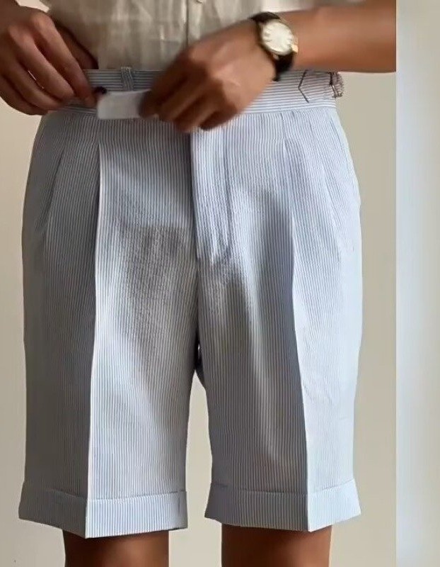 Men's Blue Striped Bubble Chino Trousers