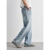 Light-wash Mens Ripped Straight-leg Jeans