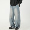 Wide-leg Washed Denim Jeans Mens Loose Casual Pants