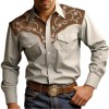 Mens Stylish Western-style Long-sleeve Shirt Top