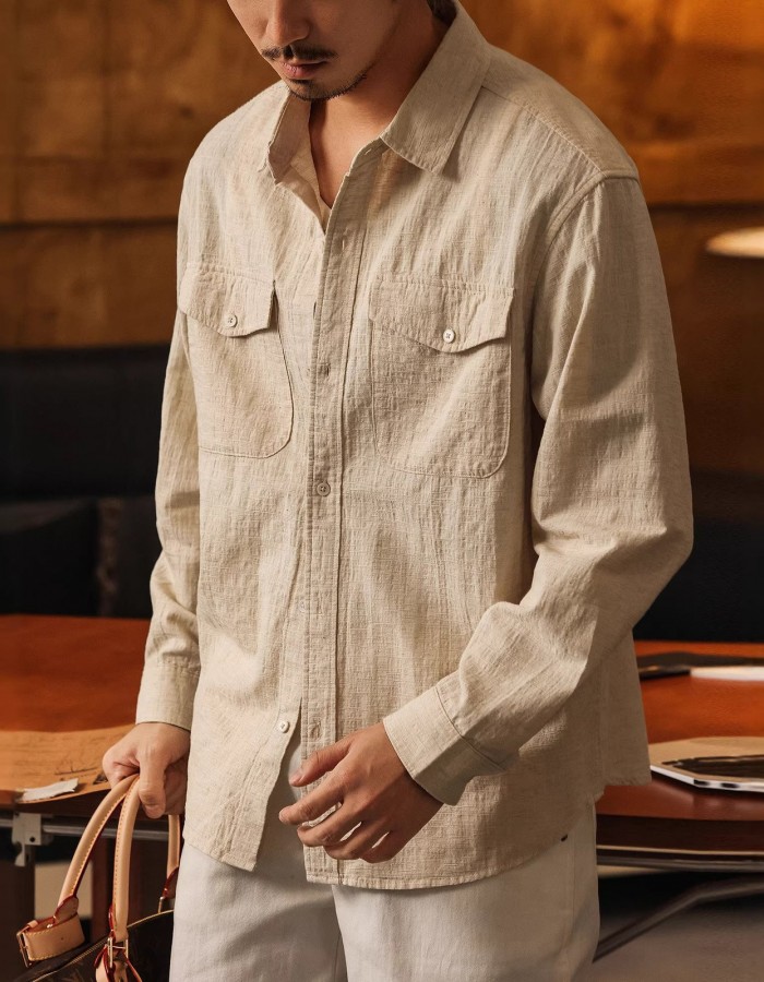 Old Money Style Vintage Linen Shirt