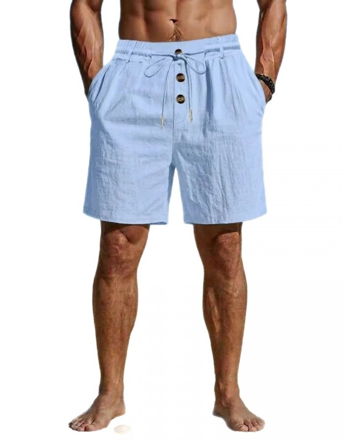 Men's Loose-Fit American-Style Linen Beach Casual Washed Button-Up